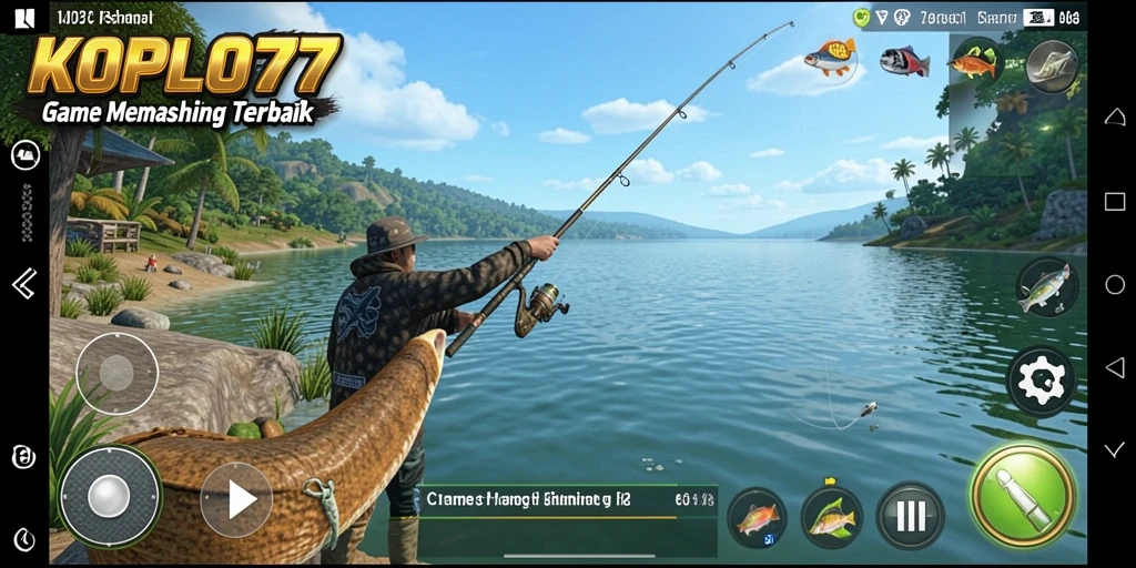 Screenshot KOPLO77 yang menunjukkan gameplay seru saat memancing.