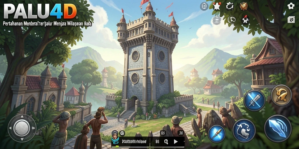Tangkapan layar gameplay PALU4D yang menunjukkan strategi pertahanan menara.