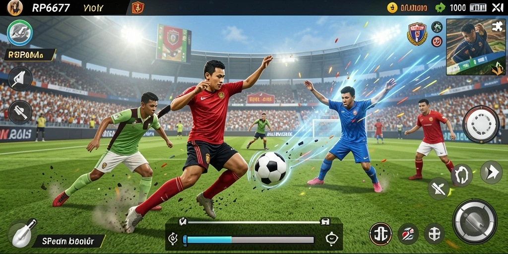 Tampilan gameplay sepak bola yang mendebarkan di RP6677.