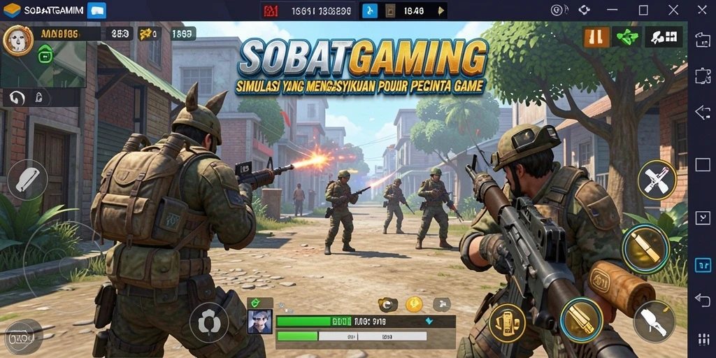 Screenshot gameplay SOBATGAMING menampilkan dunia simulasi yang dinamis.