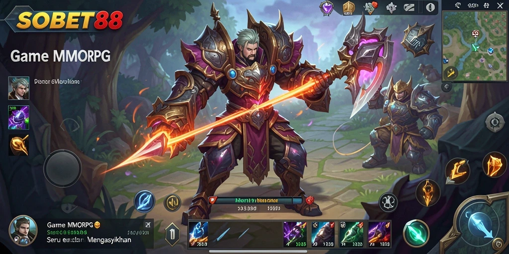 Screenshot utama SOBET88 yang menampilkan aksi seru dalam pertempuran MMORPG.