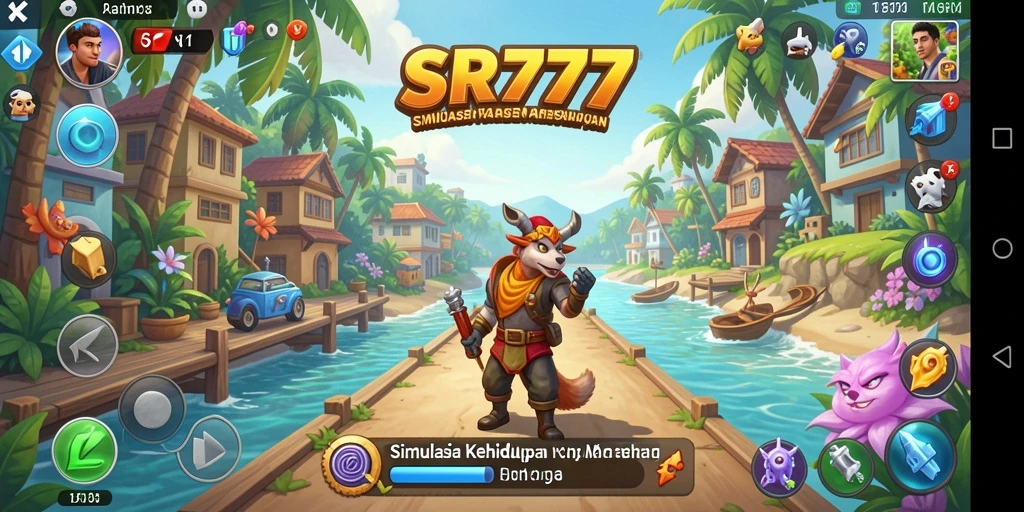 Screenshot gameplay SR777 menampilkan karakter aktif di lingkungan simulasi.