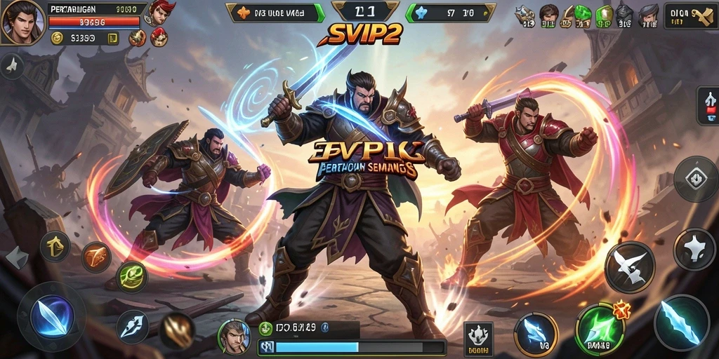 Tampilan gameplay pertarungan yang seru dan mendebarkan dari SVIP2.
